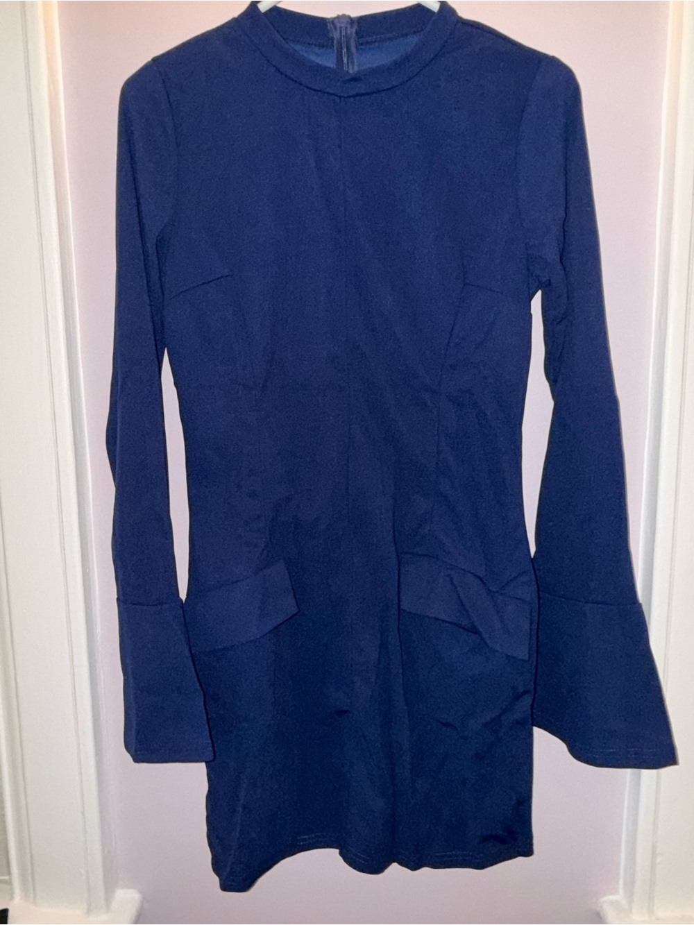 Women's Navy Long-Sleeve Shift Dress